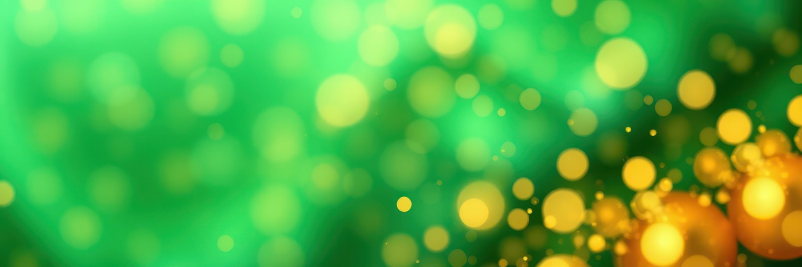 Bright circles of green, gold, and orange create a vibrant atmosphere in a festive setting